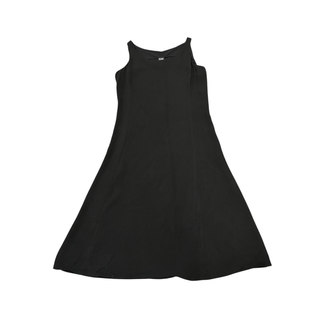 Eileen Fisher Sleeveless Crepe Tank Dress Black Small Below‎ Knee Midi